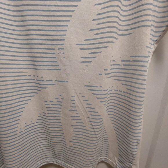 mySTYLE Women's Blue/White Stripe w/Palm Tree Print Cap Sleeves Top - Large - Picture 9 of 10